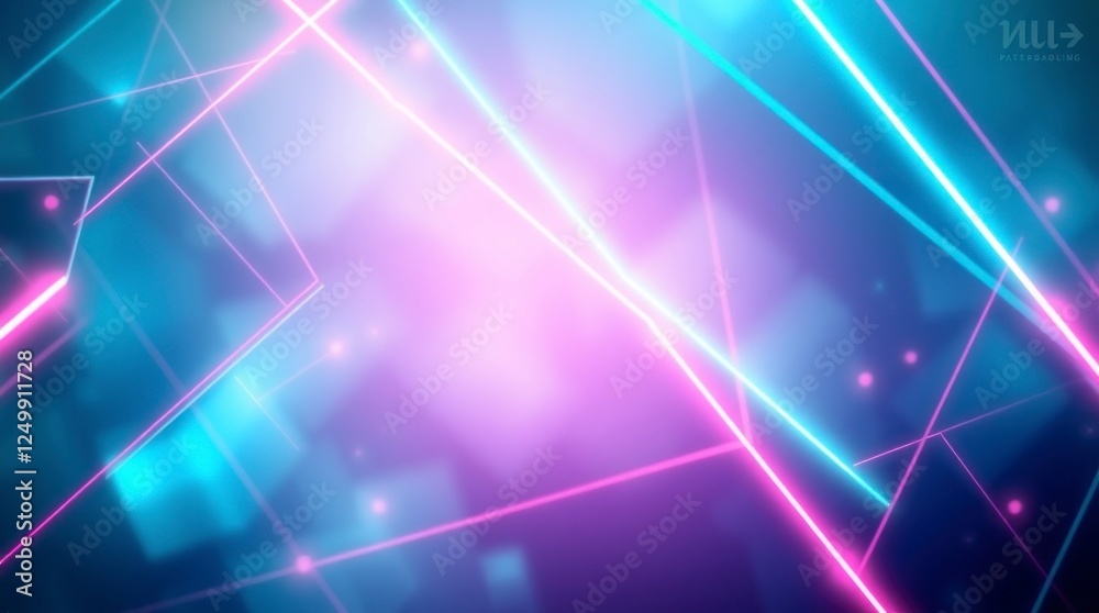 Naklejka premium Abstract Neon Lines Background Purple Blue Glowing Design