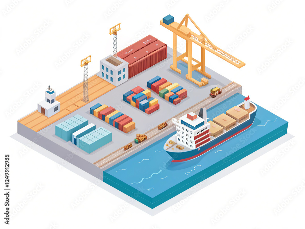 Fototapeta premium isometric cargo ship