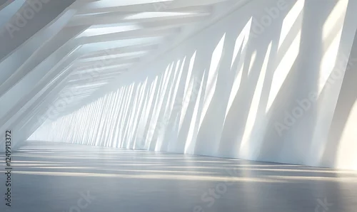 Fototapeta na wymiar Illuminated architectural interior showcasing modern design and shadows