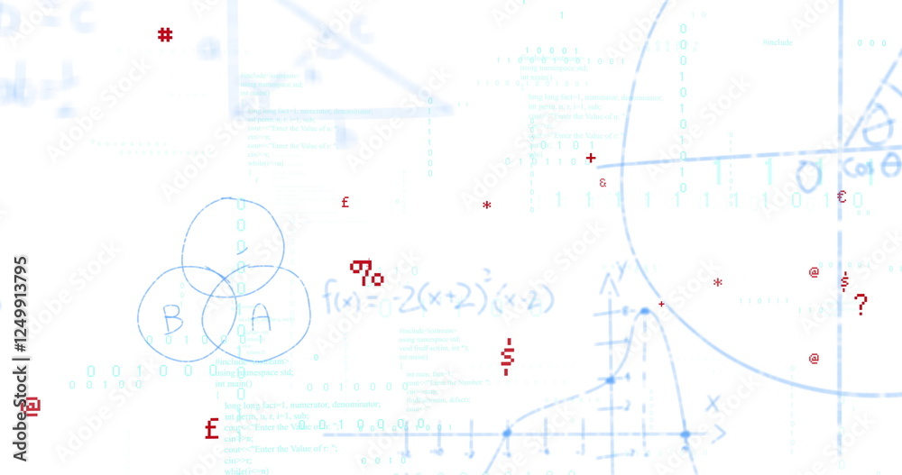 Image of mathematical data processing over white background Image of mathematical data processing over white background