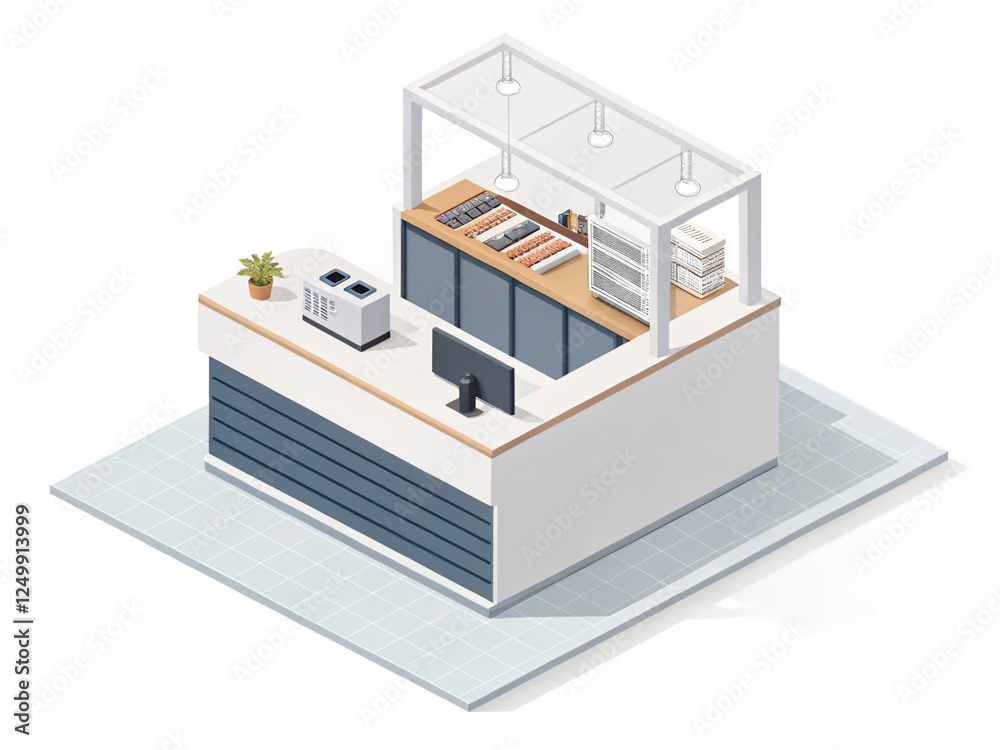 isometric view of a counter isometric view of a counter