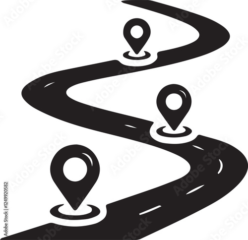 Illustration of a road with a pinned location on a map