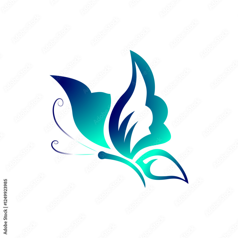 Fototapeta premium Colorful butterfly flying. A bright and picturesque butterfly with multi-colored wings. This shot conveys the beauty of nature and is ideal for use in projects related to nature, animals, summer seaso