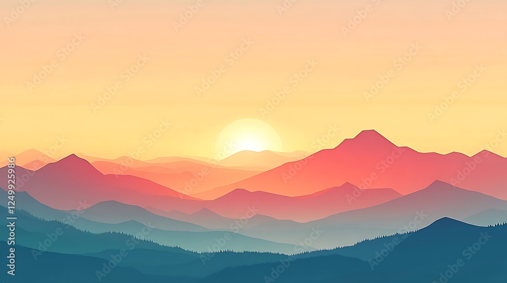 Majestic Sunset Over Layered Mountain Ranges Majestic Sunset Over Layered Mountain Ranges