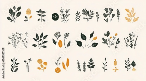 Floral vector set with decorative elements and nature-inspired designs