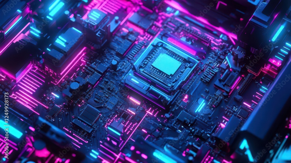 Fototapeta premium AI-Powered Motherboard with Futuristic Processor Design for Advanced Computing Solutions
