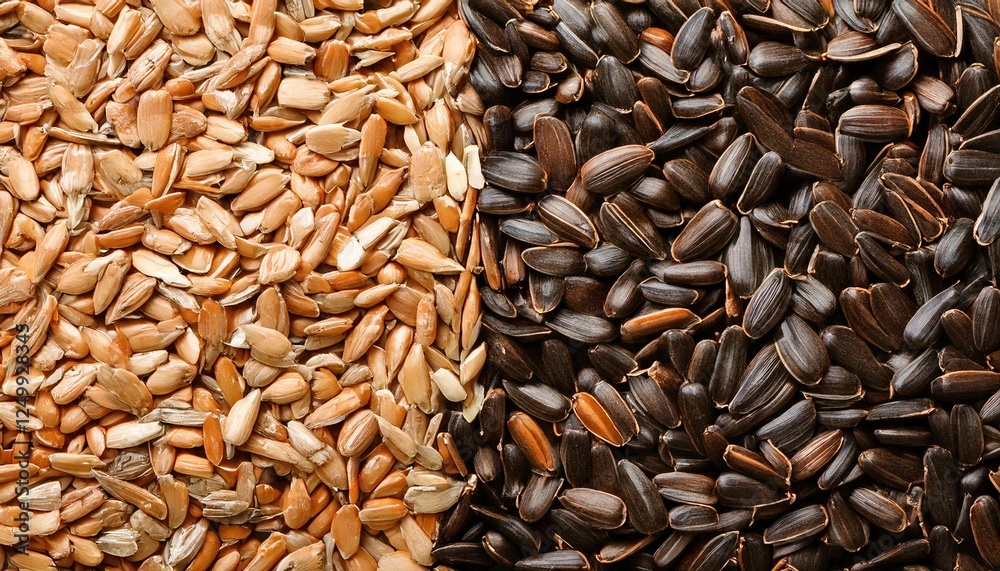 Various seeds displayed on a surface showcasing their natural colors and textures Various seeds displayed on a surface showcasing their natural colors and textures