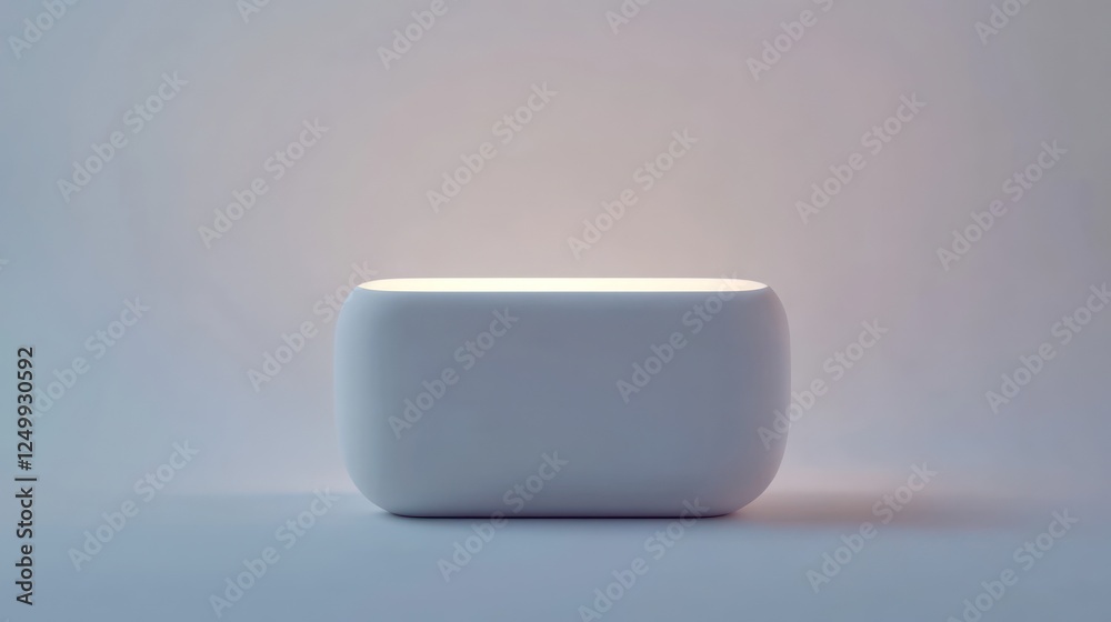 Minimalist white object with rounded edges and subtle glow Minimalist white object with rounded edges and subtle glow