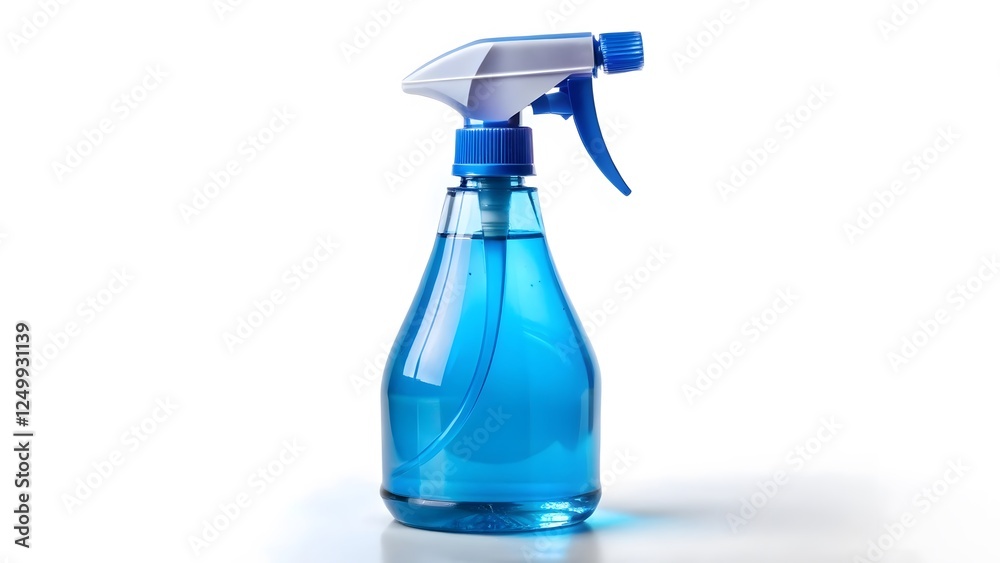 Blue Cleaning Spray Bottle on White Background Blue Cleaning Spray Bottle on White Background