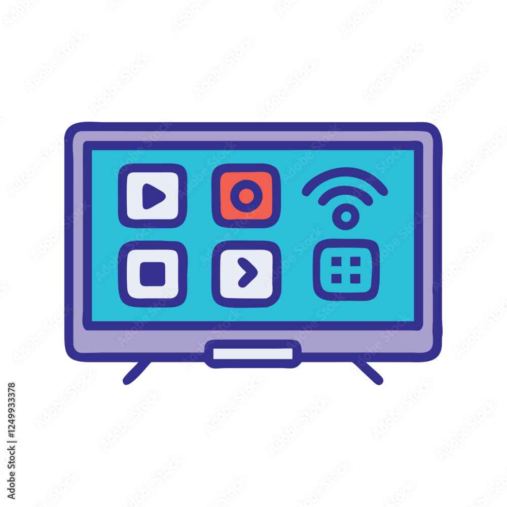 Smart TV interface home automation illustration Smart TV interface home automation illustration
