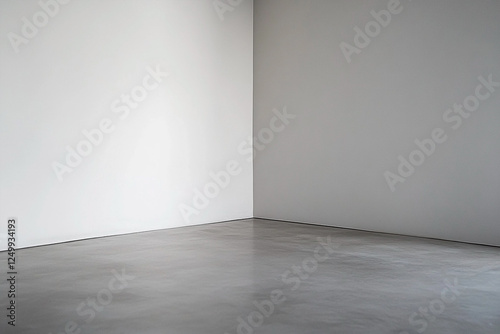 Minimalist interior space featuring natural light and concrete accents in a corner