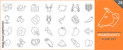 icon set about ingredients in vector illustration. farm icons. food icon set.