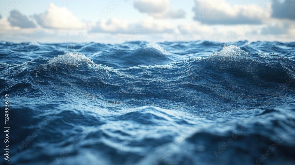 Fototapeta premium Serene ocean waves gently rolling under a cloudy sky, evoking tranquility and nature's beauty