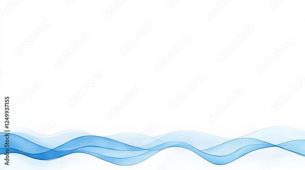 Soft blue waves gracefully flow across a white background, creating a serene and calming atmosphere Soft blue waves gracefully flow across a white background, creating a serene and calming atmosphere