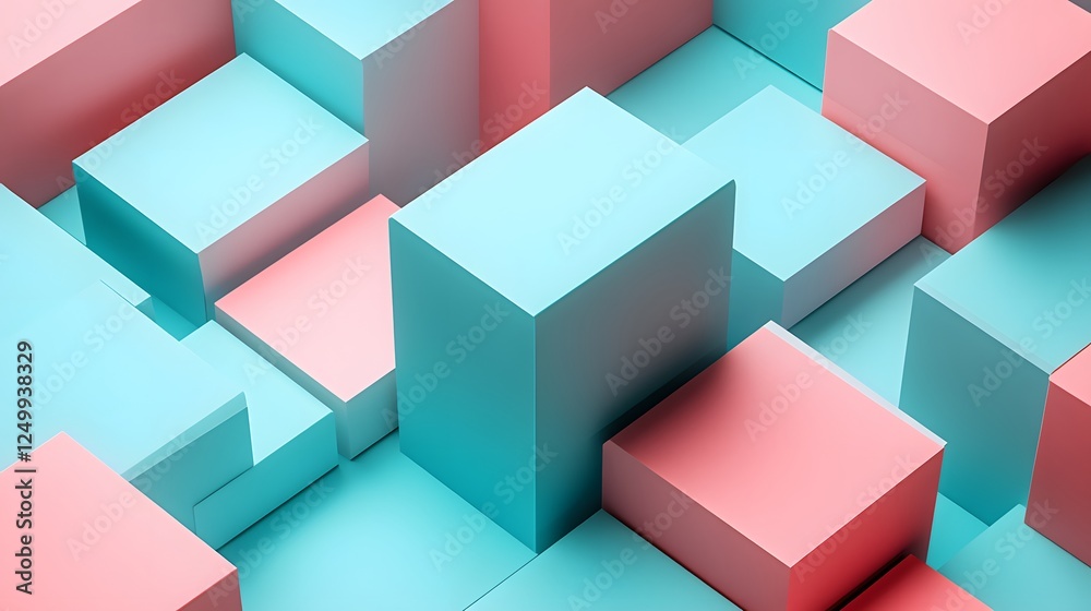 Obraz premium Isometric background featuring abstract geometric shapes colorful design with cubes and vibrant patterns in 3d space