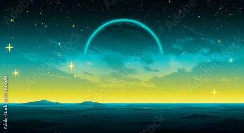 Sky Landscape with Space Elements