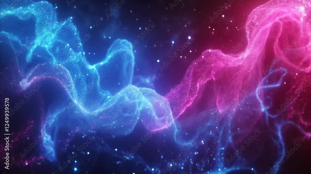 Abstract Glitter Smoke Flow with Neon Lights and Air Wave Effects Abstract Glitter Smoke Flow with Neon Lights and Air Wave Effects