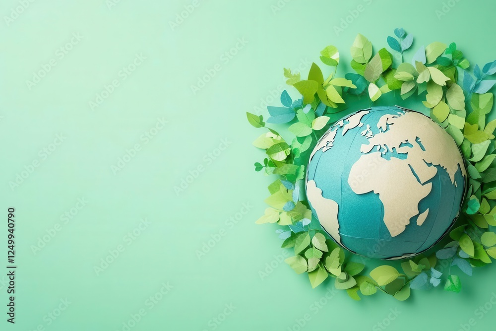 Cute Paper-Cut Style Globe Illustration with Copy Space for Earth Day and Environmental Awareness Campaigns Cute Paper-Cut Style Globe Illustration with Copy Space for Earth Day and Environmental Awareness Campaigns
