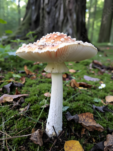 Amanita virosa, known in Europe as the destroying angel, a deadly poisonous mushroom photo