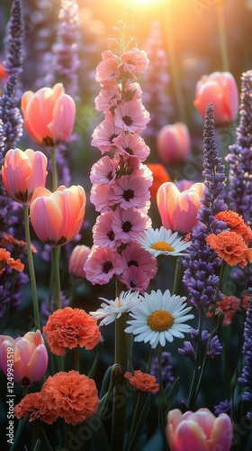 Wallpaper Mural Vibrant Spring Flowers In Garden Torontodigital.ca