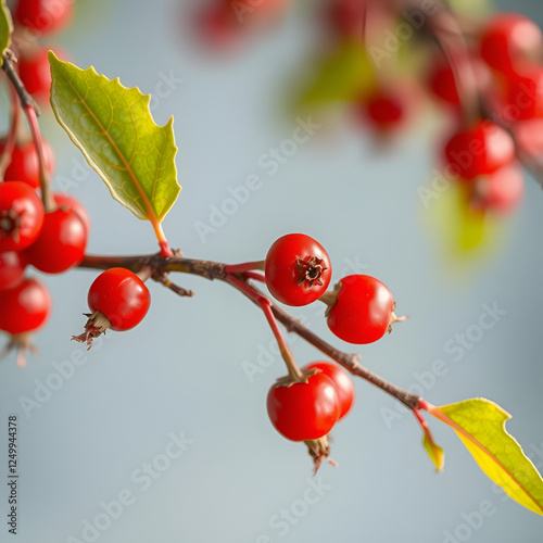 Detail of branch with goji berries photo