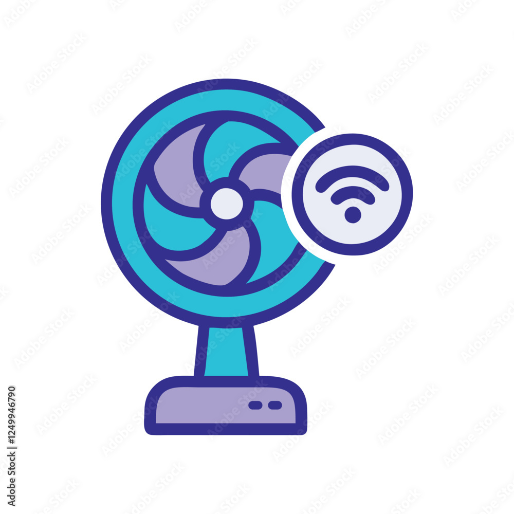Smart standing fan home automation illustration Smart standing fan home automation illustration