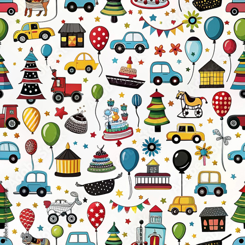 Colorful children's toys pattern background