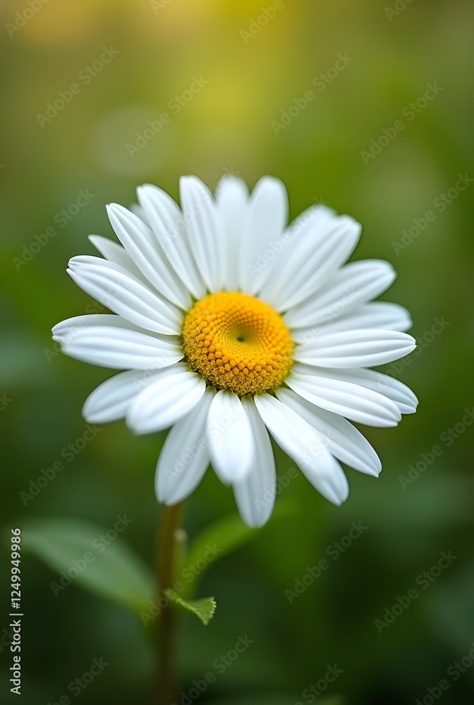 Close-up of a Bright Daisy Flower with Golden Center and Soft Green Backdrop Close-up of a Bright Daisy Flower with Golden Center and Soft Green Backdrop