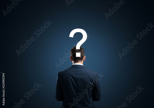 Businessman Contemplating Question Mark