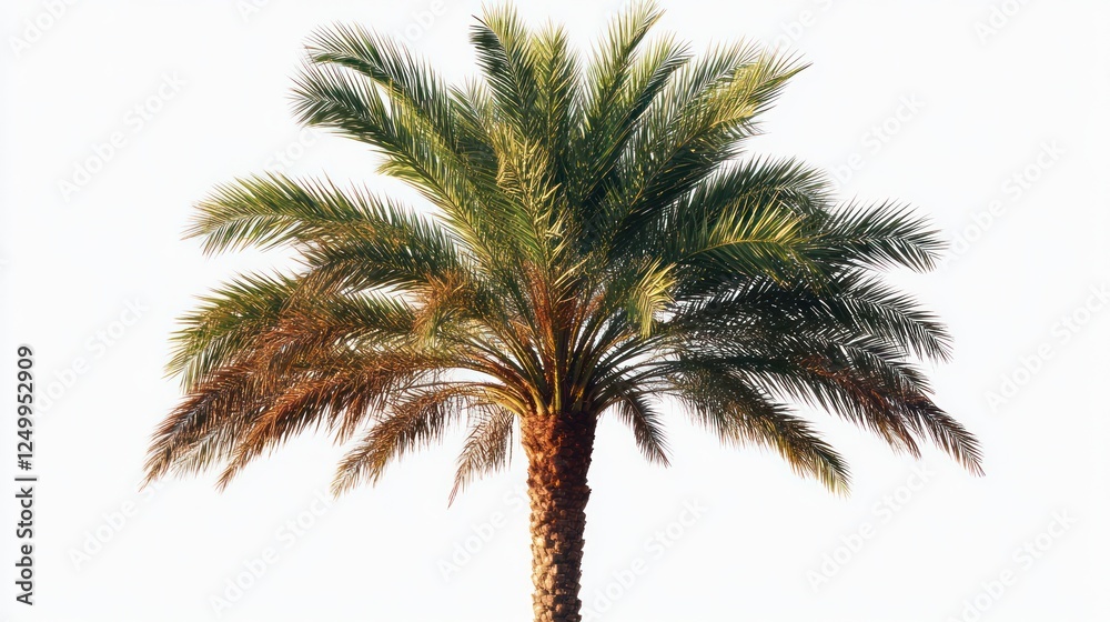 Obraz premium Palm tree against bright sky, summer vacation, travel poster