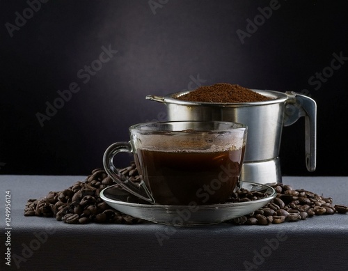 Perfectly roasted beans make the perfect cup of coffee photo