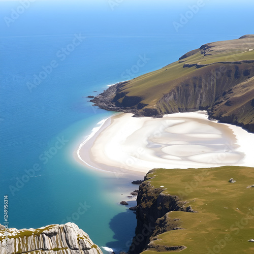 Silver Strand, a beach in a sheltered, horseshoe-shaped bay, situated at Malin Beg, near Glencolmcille, in south-west County Donegal. Wild Atlantic Way, spectacular coastal route in Ireland. photo