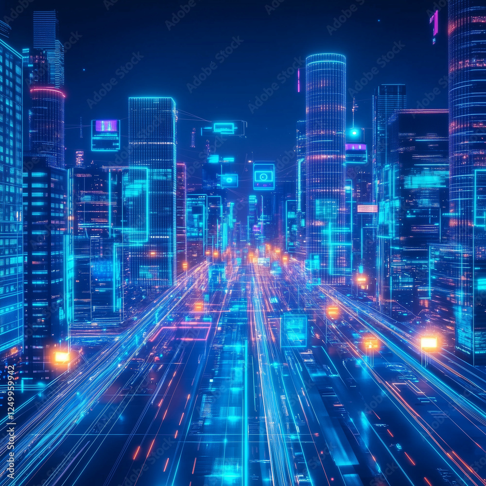 Futuristic Smart City with Digital Connectivity Futuristic Smart City with Digital Connectivity