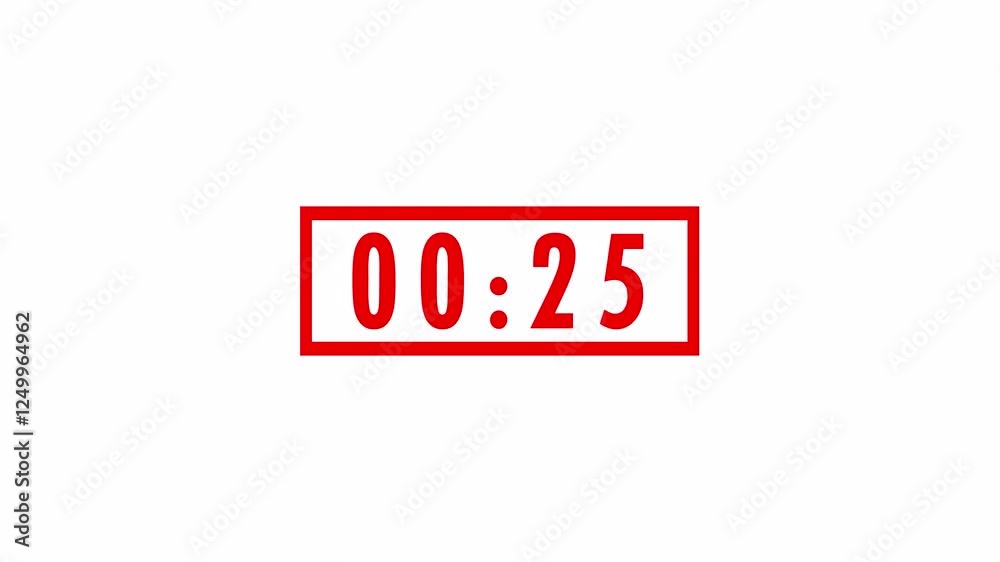 30 second countdown timer animation from 30 seconds to 0 seconds,  30 second countdown timer on a white background.