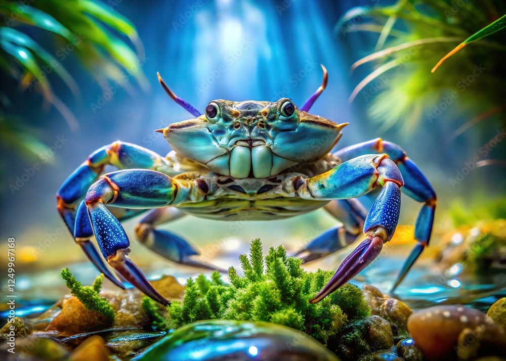 Stunning blue crab molt, long exposure seascape macro, showcasing nature's wildlife. Stunning blue crab molt, long exposure seascape macro, showcasing nature's wildlife.