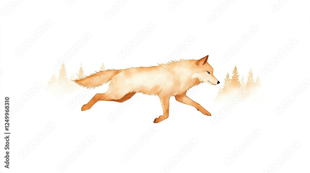 Obraz premium A graceful fox walking through a misty forest, showcasing nature's beauty and tranquility