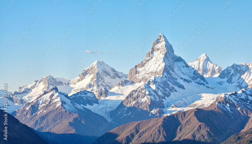 Snow-capped mountains against a clear blue sky Snow-capped mountains against a clear blue sky