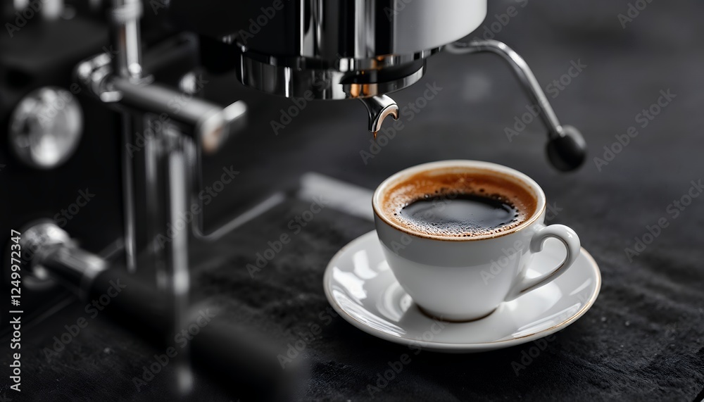 Making Espresso Cup Freshly Brewed Coffee with Espresso Machine Making Espresso Cup Freshly Brewed Coffee with Espresso Machine