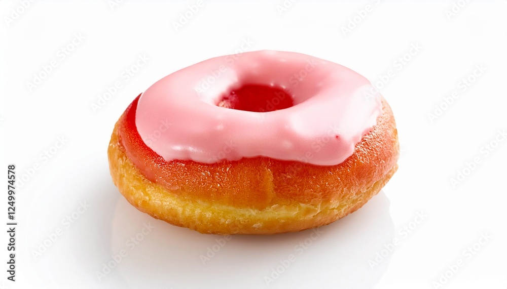 Mini Strawberry Donut with Glaze Toping on White Background Isolated Mini Strawberry Donut with Glaze Toping on White Background Isolated