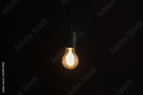 Wallpaper Mural Glowing light bulb hanging on dark background Torontodigital.ca