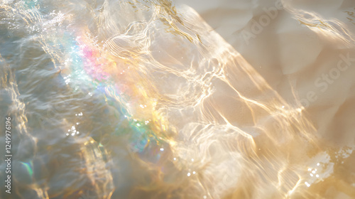 Sunlight reflecting on shimmering water creating a vibrant rainbow effect