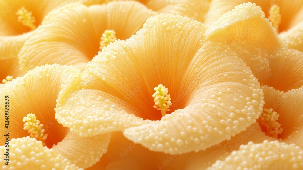 Pale Yellow Flower Macro Textured Petals and Delicate Stamens Pale Yellow Flower Macro Textured Petals and Delicate Stamens