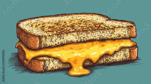 Pixel Art Grilled Cheese Sandwich with Melted Cheese