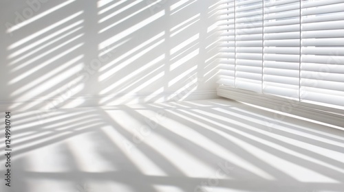 Sunlight Shadows on White Room with Blinds photo