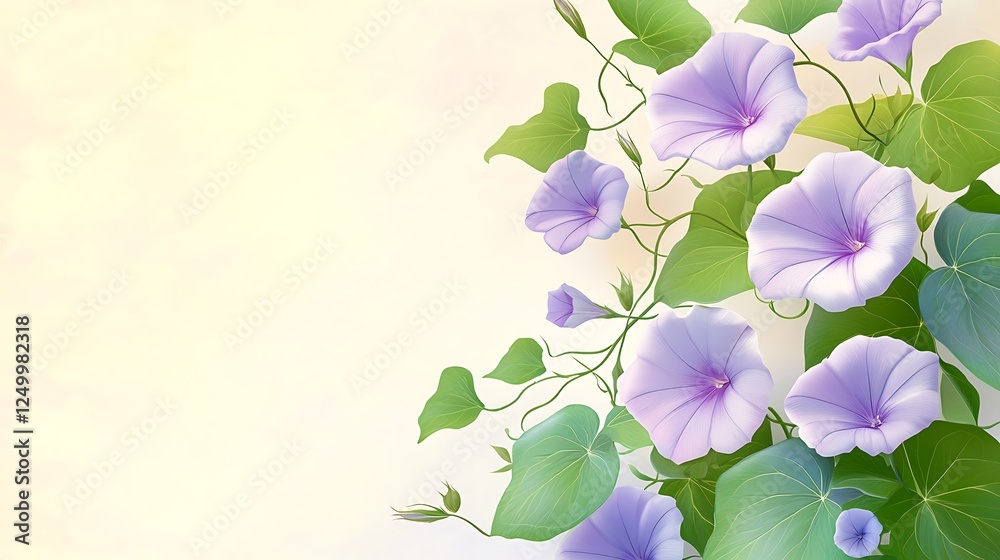 Obraz premium Purple morning glory flowers blooming on a sunny background