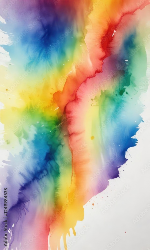 Fototapeta premium Abstract rainbow watercolor painting on paper, watercolor techniques, art piece
