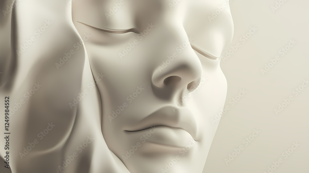 Abstract surreal sculpture of a human face. Deconstructed Reality. Illustration Abstract surreal sculpture of a human face. Deconstructed Reality. Illustration