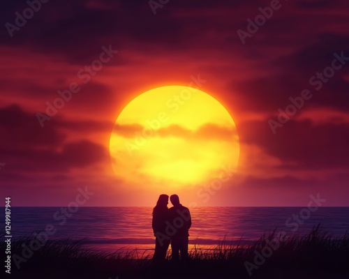 Romantic sunset embrace beachfront photography peaceful atmosphere silhouetted couple shotlistlove photo