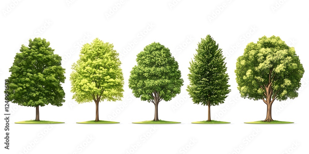 Fototapeta premium Various Trees Isolated On White Background