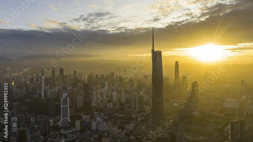 Wallpaper Mural Aerial view time lapse 4k video of Kuala Lumpur city center view during dawn overlooking the city skyline in Federal Territory, Malaysia. Zoom in Torontodigital.ca